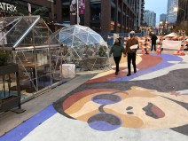 Socially-distanced outdoor dining on on a block of Fulton Market that has been pedestrianized during the pandemic. Photo: John Greenfield