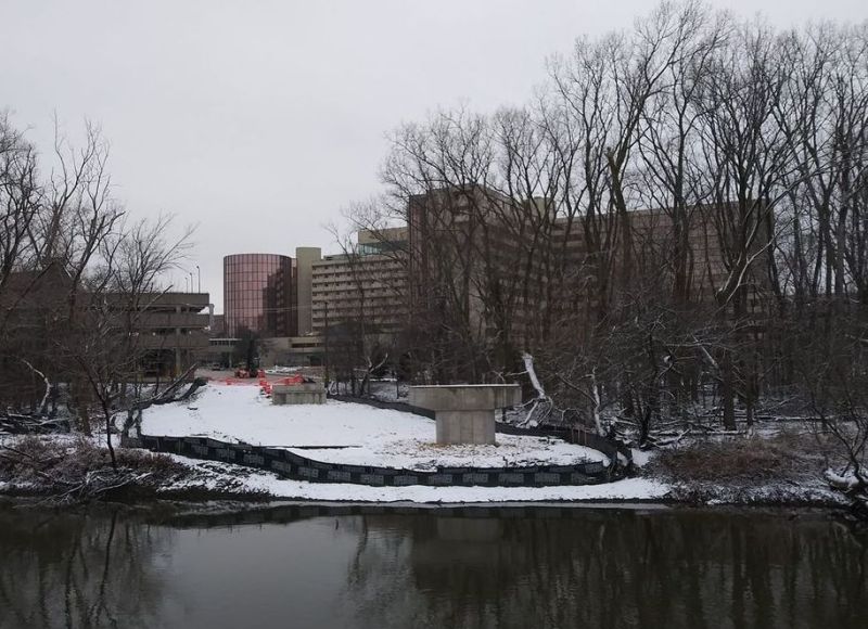 The new bike/ped bridge connecting Bryn Mawr Avenue in Rosemont to the Trail is taking shape. Photo: Jared Kachelmeyer