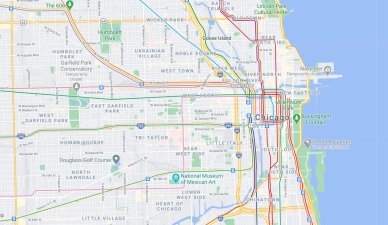 It's major wasted opportunity that relatively few people live in the one part of Chicago where it's easy to get to just about anywhere else in the region by train. Image: Google Maps