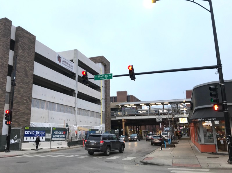 Precious real estate on the west side of the Wellington station is being wasted on this new 408-space garage. Photo: John Greenfield