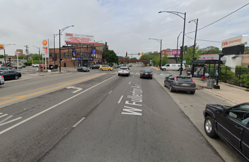 The 3900 block of West Fullerton Avenue, looking west. Image: Google Maps