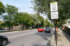 A speed camera location on Foster Avenue near Gompers Park. Photo: Steven Vance