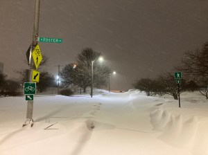 The Lakefront Trail at Foster Avenue, as it appeared Monday night. Photo: John Greenfield