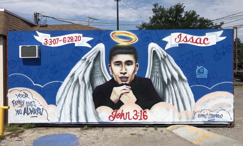 Mural honoring Issac Martinez, 13, killed on his bike by an allegedly intoxicated driver last June in Ashburn. Photo: John Greenfield