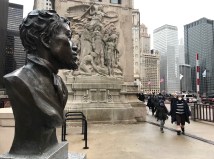 The bust of DuSable at Michigan Avenue and the Chicago River. Photo: John Greenfield