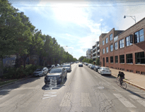 The car-centric status quo on Hubbard Street in the West Loop. Image: Google Maps