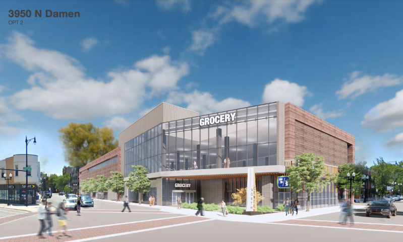 Rendering of the supermarket proposal.