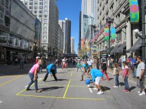 Playing four square on State Street during Open Streets in 2011. Photo: John Greenfield