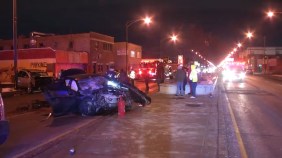 The aftermath of the crash that killed Cire Robinson, 12, last January at 49th and Cicero. Image: WGN