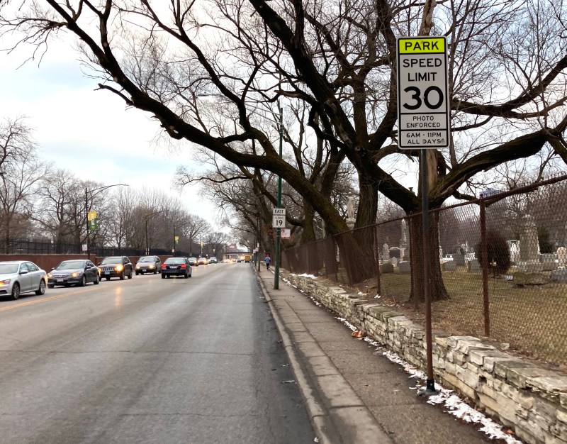 Speed camera sign near Challenger Park. Photo: John Greenfield