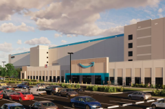 Rendering of an Amazon fulfillment center.