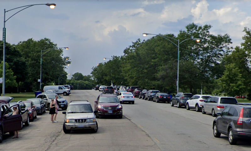 Ah, the sights, sounds, and smells of a typical July weekend at Montrose Beach! Simonds Drive by the beach. Image: Google Maps