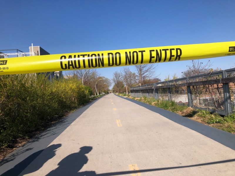 The Bloomingdale Trail at Central Park Avenue was closed Thursday morning in the wake of the police shooting. Photo: Ben Helphand, Friends of the Bloomingdale Trail