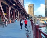 The Lakefront Trail's bridge across the Chicago River is now open and about twice as wide as before. Photo: Michelle Stenzel