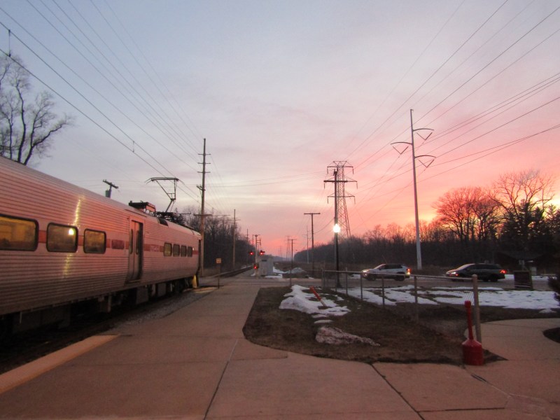 Chicago-bound South Shore Line station in Beverly Shores, one of the sections where South Shore Line would put in a second track as part of the double-tracking project.