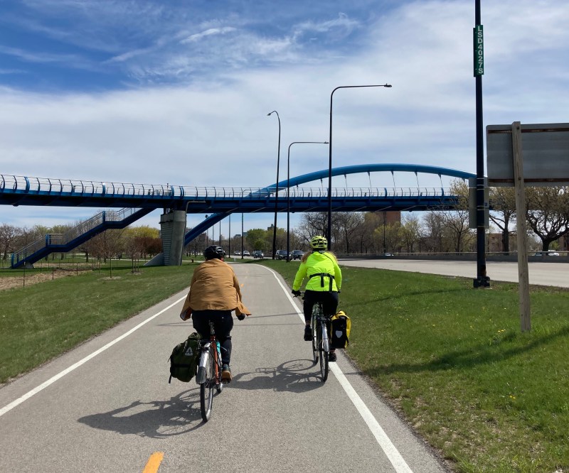 The "Blue Wave" bridge at 41st Street and the lakefront, one of three recently completed or planned bike-ped bridges over Lake Shore Drive. Photo: John Greenfield