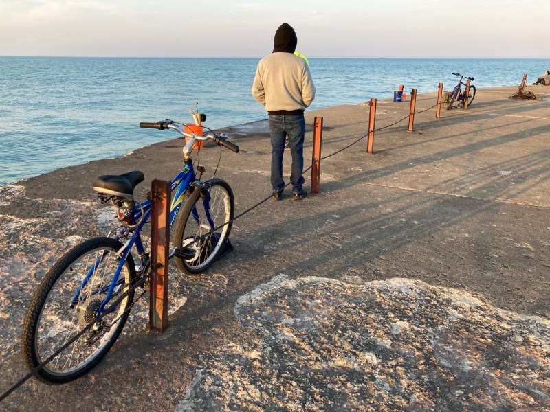 Contrary to what Sun-Times columnist Mark Brown suggested in an op-ed against adding parking meters, it is possible to go fishing at Montrose Harbor without a car. Photo: John Greenfield