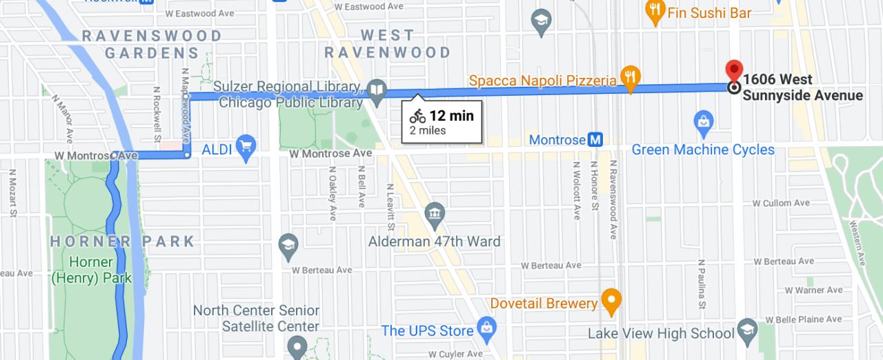 Sunnyside is a handy eastbound route, and the contraflow segment will make it work westbound as well. Image: Google Maps