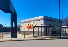 "Sunburst" installation at the Chicago/Austin bus turnaround. Photo: CTA