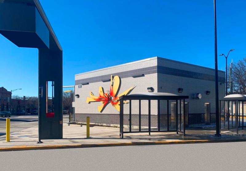 "Sunburst" installation at the Chicago/Austin bus turnaround. Photo: CTA