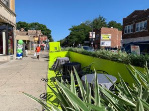 One of the seating areas on 75th Street. Photo: James Porter