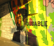 Mural of DuSable in the 47th Street Metra Electric viaduct. Photo: Jeff Zoline