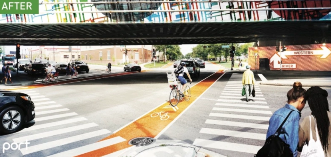 Rendering of recommended changes to Logan/Western from the ATA report.