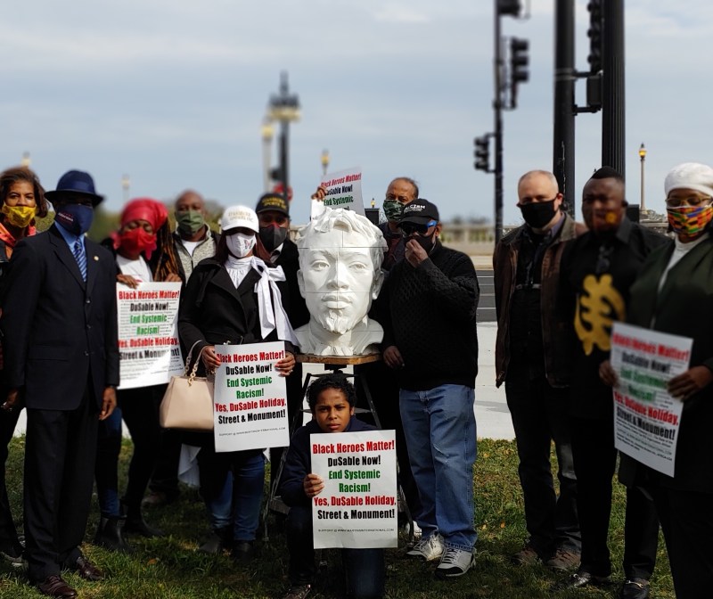 A Black Heroes Matter rally for DuSable Drive. Photo: BHM