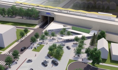 Rendering of the Auburn Park station, looking east.