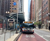 A bus on the Loop Link corridor on Washington Street. Photo: John Greenfield