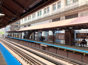 Waiting for trains at the  Quincy station this week. Photo: John Greenfield