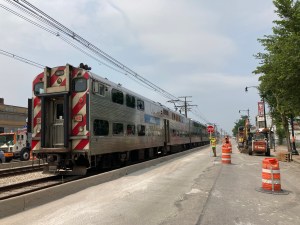 A crew at work on the 71st Street streetscape project last week. Photo: John Greenfield