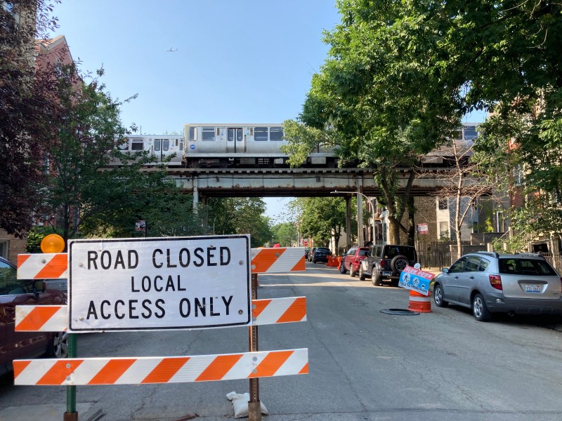The Seminary Slow Street passes under the Brown Line tracks north of Roscoe Avenue. Photo: John Greenfield