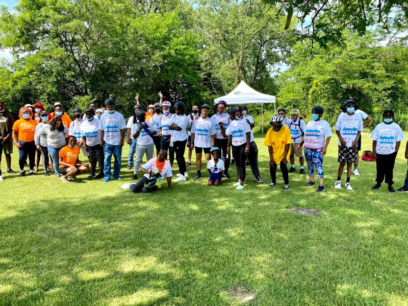 The ride stops in Baubien Woods. Photo: Dave Simmons