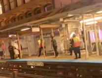 Still from a video of the altercation on the State/Lake Loop 'L' platform on July 28 that ended in a stabbing. Image: John Murphy