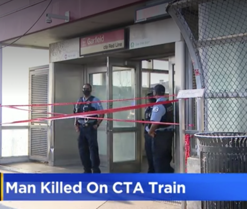 Police at the Garfield Red Line station on Thursday. Image: CBS Chicago
