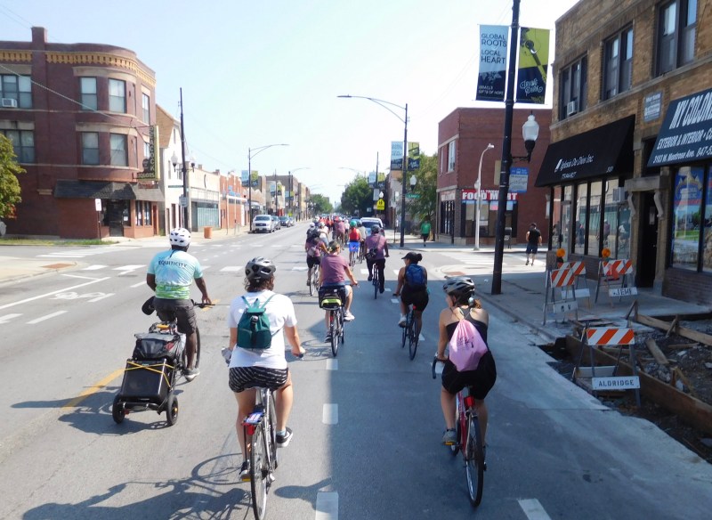 The ride heads east on Montrose at Albany. Photo: Imelda March