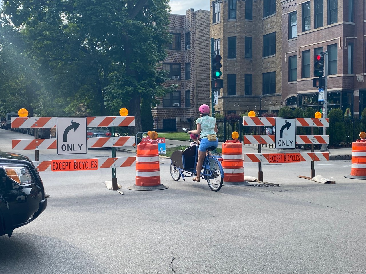 Traffic diverters on Logan Boulevard. Photo: CDOT
