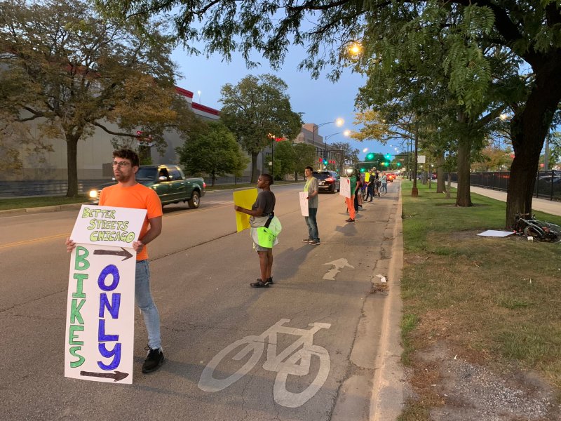 Thursday's protest. Courtney is second from the left.