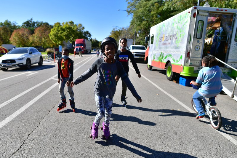 Kids skate and bike on Douglas Boulevard. Photo: CDOT
