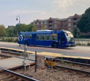 A Pace bus at the Highland Park Metra station. Photo: John Greenfield