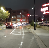 It's getting a little safer to bike to the Diversey Rock and Bowl. Logan boulevard, looking northeast towards Diversey.