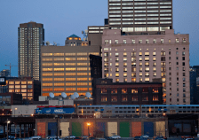 A Metra train passes through the West Loop. Photo: Seth Anderson.