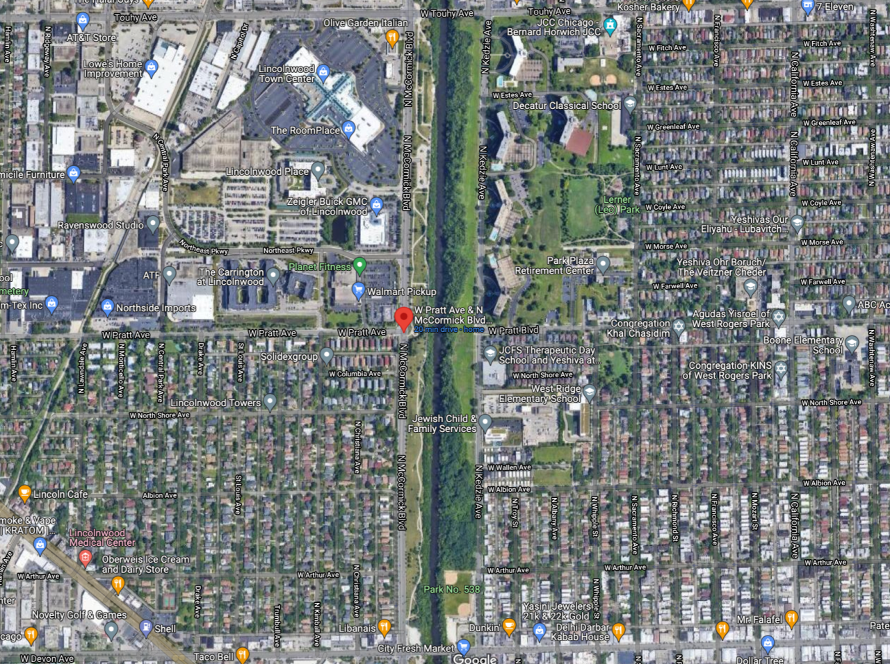 The area around the bridge site. Image: Google Maps.