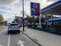 A common sight on Clark: A vehicle parked in the new bike lanes. Photo: John Greenfield