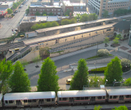 The Davis Street Metra and CTA stations in Evanston. Photo: Jeff Zoline