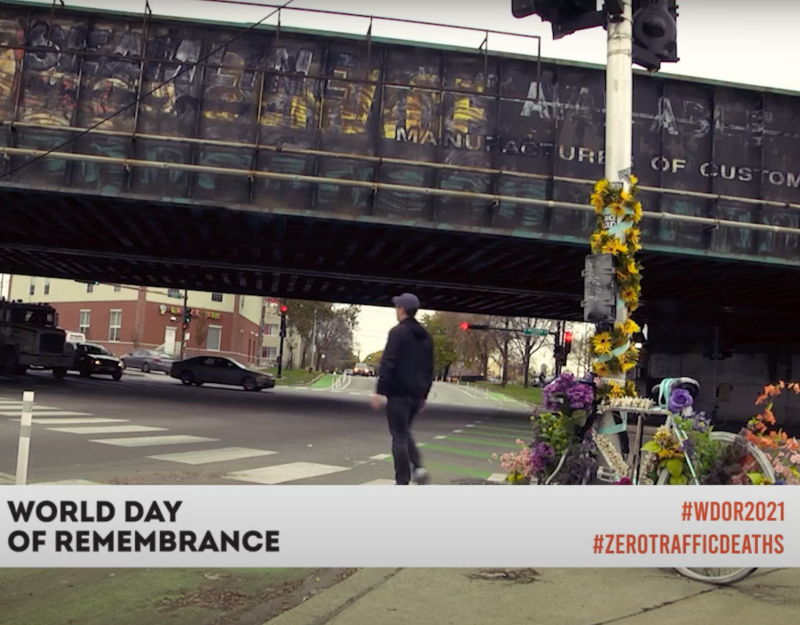 Still from the CDOT TV program showing the Logan/Western intersection in Logan Square, where protected bike lanes were installed after two people on bikes were fatally struck.