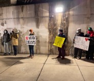Protesters at last night's rally. At least ten people have been fatally struck by drivers while biking on Chicago streets this year. Photo: Steven Vance
