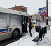 Perfectly plowed streets and a snow-clogged bus stop last February. Photo: John Greenfield