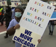 Saturday's rally for bus driver safety. Image: ABC Chicago